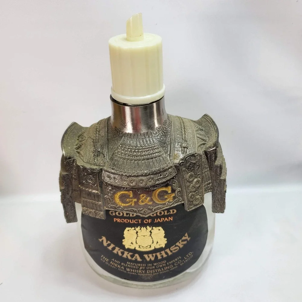 Nikka Whisky G&G Gold Samurai Helmet Armor Decanter‎ Bottle Japan Empty VTG